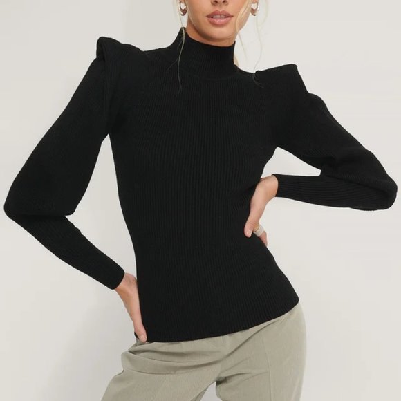 NA-KD sharp shoulder solid knitted sweater XXS - Picture 1 of 7